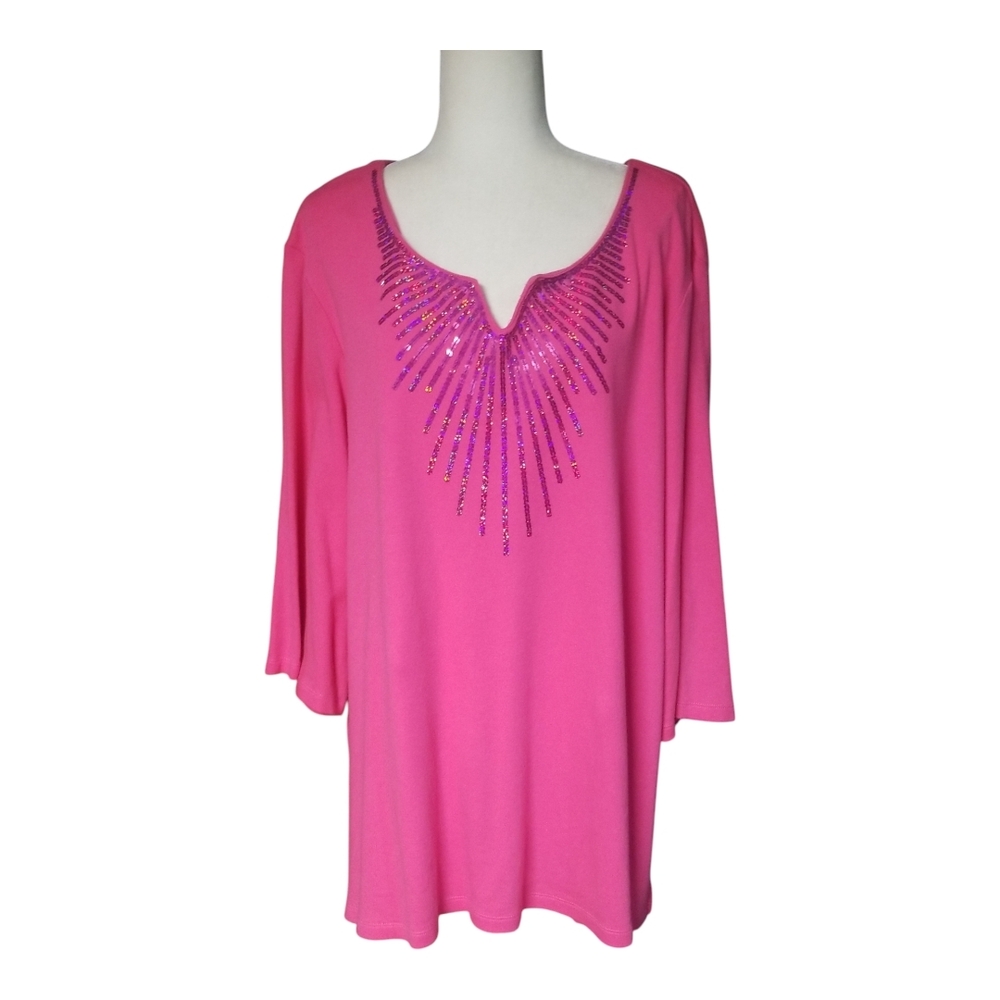 Quacker Factory Fuchsia Tunic with  Sequin Accents